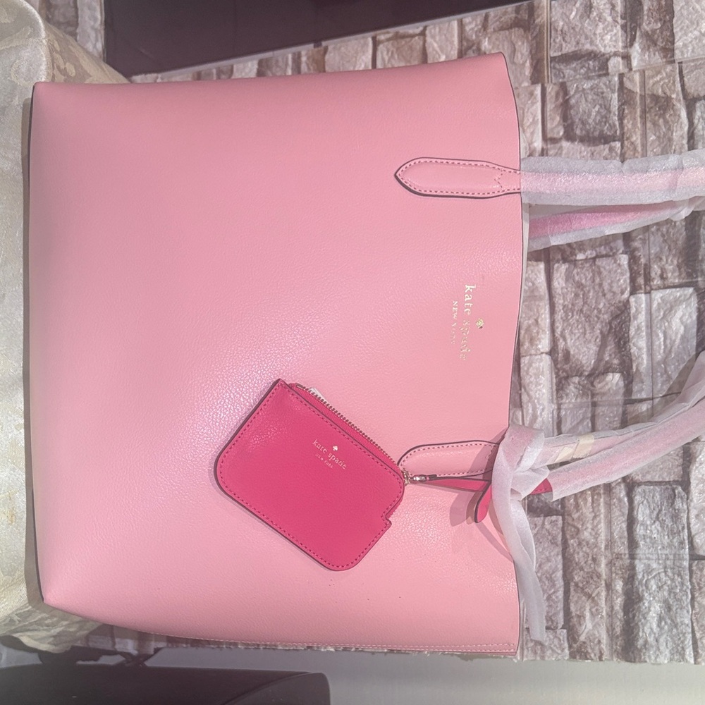 kate spade Pink Leather Tote with Bright Pink Coin Pouch